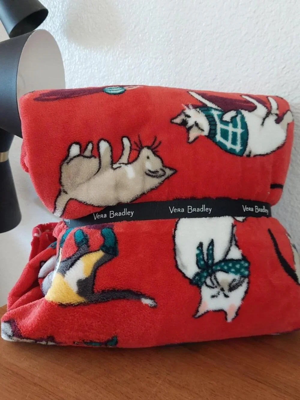 Vera Bradley cozy fleece blanket and sock bundle in the festive 